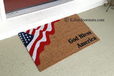 God Bless America Patriotic Flag  Welcome Doormat - UnwelcomeDoormats - Custom doormats - Personalized doormats - Rude Doormats - Funny Doormats