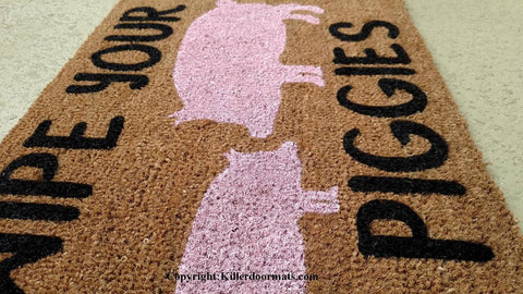 Wipe Your Piggies Welcome Doormat - UnwelcomeDoormats - Custom doormats - Personalized doormats - Rude Doormats - Funny Doormats