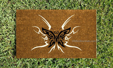 Tribal Butterfly  Welcome Doormat - UnwelcomeDoormats - Custom doormats - Personalized doormats - Rude Doormats - Funny Doormats