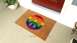 New! Rainbow Peace Sign  Welcome Doormat - UnwelcomeDoormats - Custom doormats - Personalized doormats - Rude Doormats - Funny Doormats