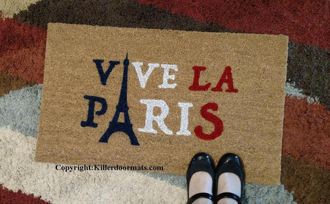 Vive La Paris  Welcome Doormat - UnwelcomeDoormats - Custom doormats - Personalized doormats - Rude Doormats - Funny Doormats