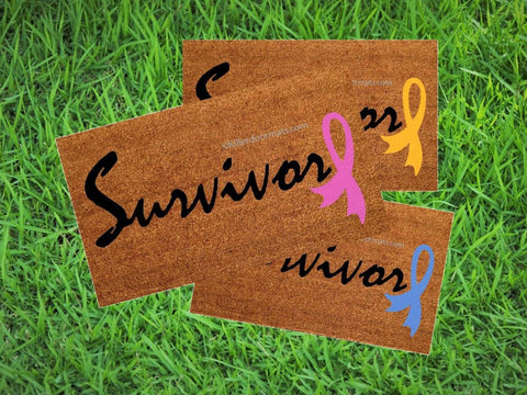 Survivor Awareness Ribbon Welcome Door Mat - UnwelcomeDoormats - Custom doormats - Personalized doormats - Rude Doormats - Funny Doormats