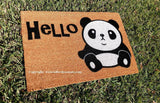 New! Hello Panda Cute Welcome Door Mat - UnwelcomeDoormats - Custom doormats - Personalized doormats - Rude Doormats - Funny Doormats