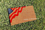 Wavy American Flag  Patriotic Welcome Doormat - UnwelcomeDoormats - Custom doormats - Personalized doormats - Rude Doormats - Funny Doormats