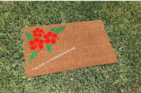 Tropical Hibiscus Flower Welcome Door Mat - UnwelcomeDoormats - Custom doormats - Personalized doormats - Rude Doormats - Funny Doormats