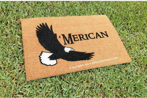 Flying Eagle 'Merican  Patriotic Welcome Doormat - UnwelcomeDoormats - Custom doormats - Personalized doormats - Rude Doormats - Funny Doormats