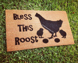 Bless This Roost Chicken Welcome Door Mat - UnwelcomeDoormats - Custom doormats - Personalized doormats - Rude Doormats - Funny Doormats