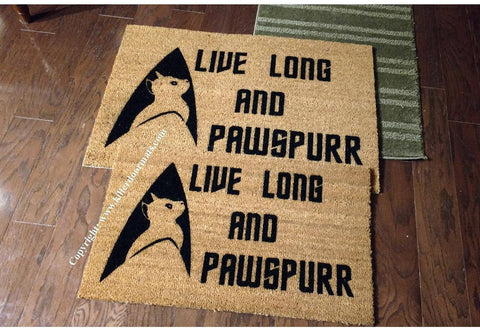 Live Long and Pawspurr Funny   Welcome Doormat - UnwelcomeDoormats - Custom doormats - Personalized doormats - Rude Doormats - Funny Doormats