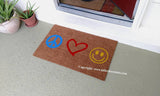 Peace Love Happiness Cute Welcome Doormat - UnwelcomeDoormats - Custom doormats - Personalized doormats - Rude Doormats - Funny Doormats