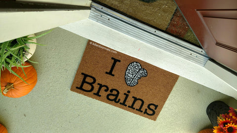 I Love Brains  Funny Geek Welcome Doormat - UnwelcomeDoormats - Custom doormats - Personalized doormats - Rude Doormats - Funny Doormats