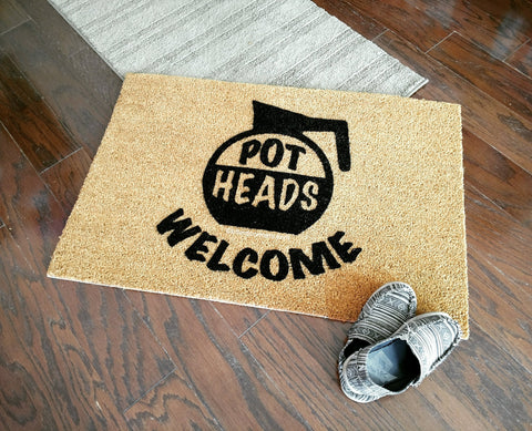 Pot Heads Welcome Coffee Pot Door Mat - UnwelcomeDoormats - Custom doormats - Personalized doormats - Rude Doormats - Funny Doormats