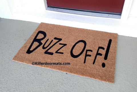 Buzz Off! Rude Welcome Door Mat - UnwelcomeDoormats - Custom doormats - Personalized doormats - Rude Doormats - Funny Doormats