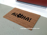 Aloha with a Flower  Welcome Doormat - UnwelcomeDoormats - Custom doormats - Personalized doormats - Rude Doormats - Funny Doormats
