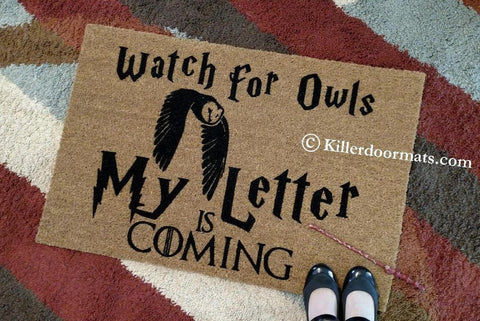 Watch For Owls My Letter Is Coming Welcome Doormat , Large Only - UnwelcomeDoormats - Custom doormats - Personalized doormats - Rude Doormats - Funny Doormats